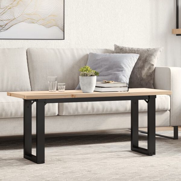 vidaXL Coffee Table O-Frame 110x40x45.5 cm Solid Wood Pine and Steel