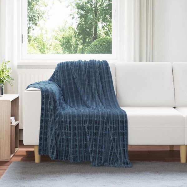 vidaXL Throw Blanket Navy Blue 150 x 130 cm Fleece