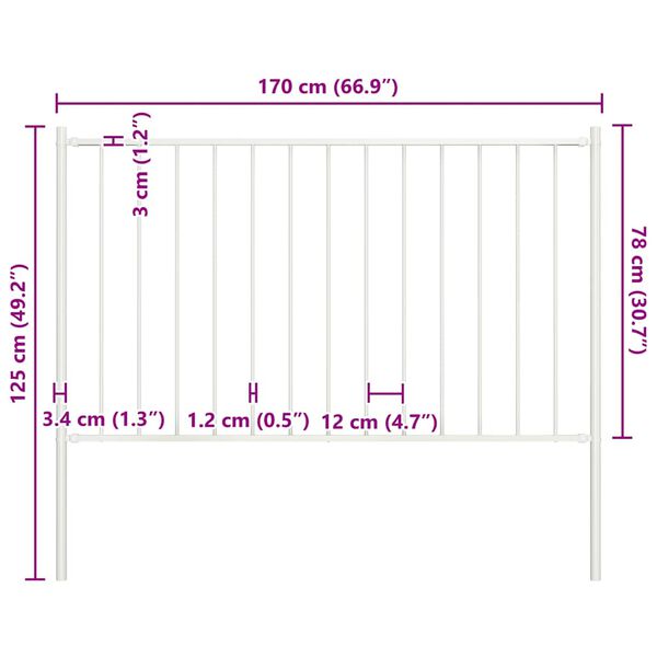 vidaXL Fence Panel Woerden with Posts Steel 1.7x0.75 m White