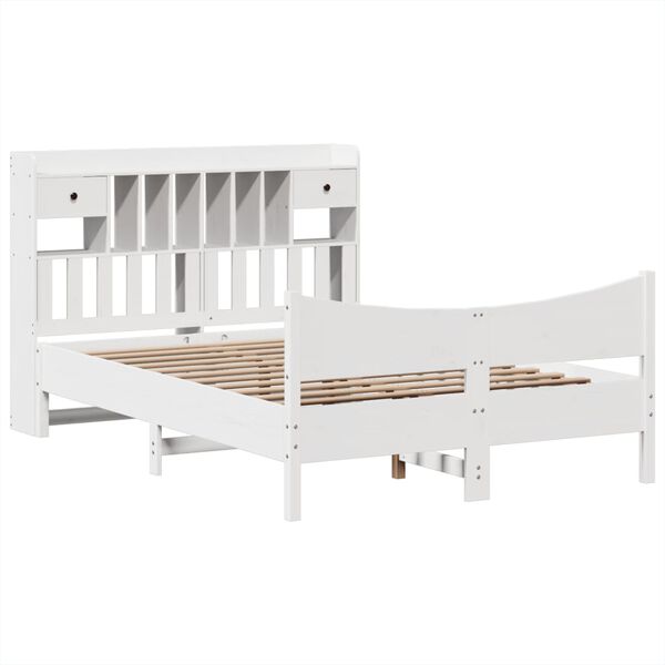 vidaXL Bed Frame without Mattress White 150x200 cm King Size Solid Wood Pine