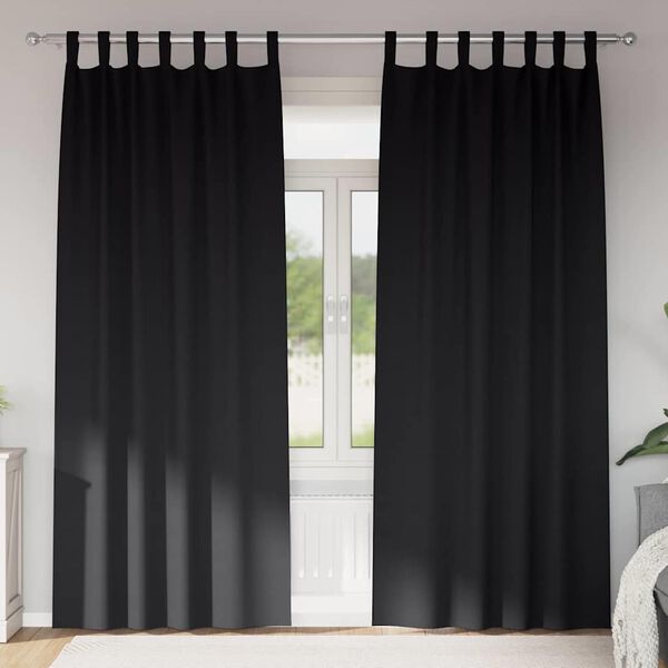 vidaXL Blackout Curtains with Rings 2 pcs Black 225 x 140 cm Polyester