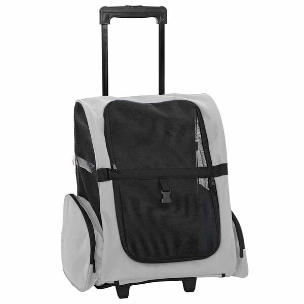 vidaXL Pet Trolley 3-in-1 Design Grey 48x32x(57-106) cm Oxford Fabric