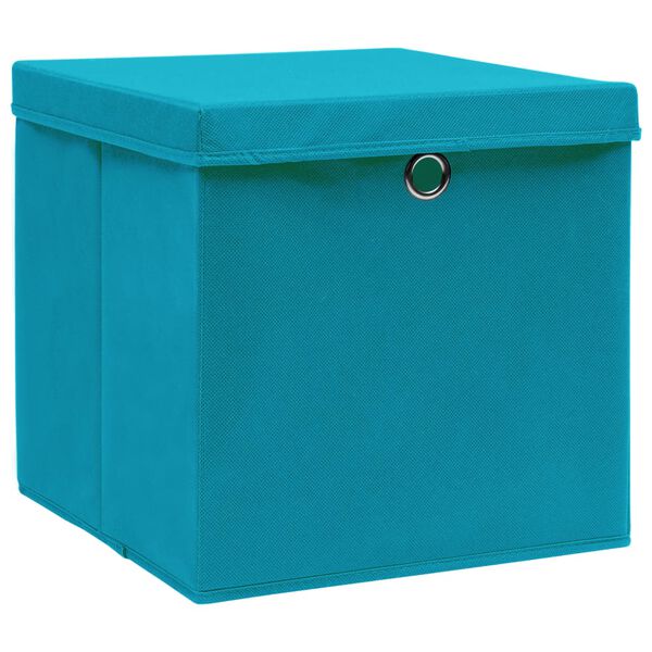 vidaXL Storage Boxes with Lids 10 pcs Baby Blue 32x32x32 cm Fabric