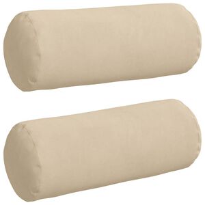 vidaXL Bolster Pillows 2 pcs Cream Ø 15 x 40 cm Microfibre Fabric