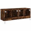 vidaXL TV Wall Cabinets with LED Lights 2 pcs Smoked Oak 60x35x41 cm