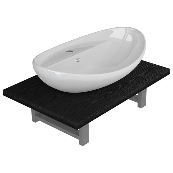 vidaXL Two Piece Bathroom Furniture Set Ceramic Black