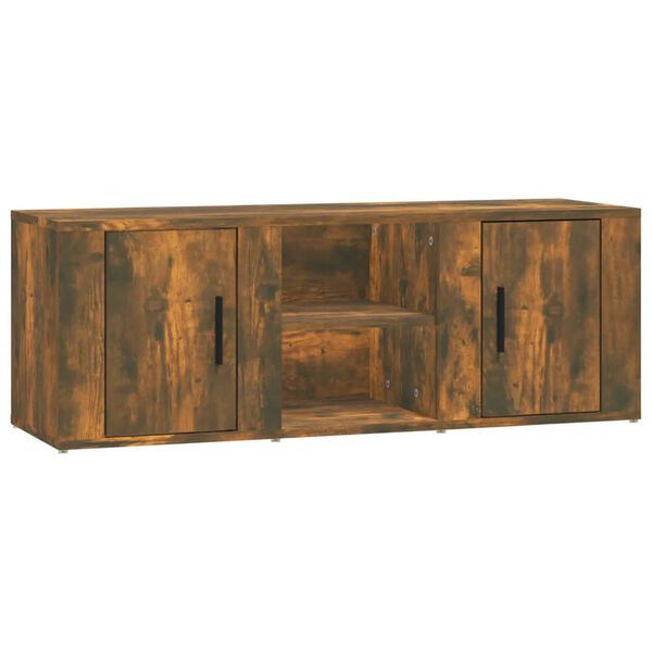 vidaXL TV Cabinet Smoked Oak 100x31.5x35 cm Engineered Wood
