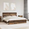 vidaXL Bed Frame with Headboard Old Wood 200 x 200 cm Solid Pine Wood