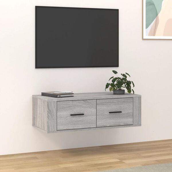 vidaXL Hanging TV Cabinet Grey Sonoma 80x36x25 cm Engineered Wood