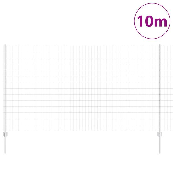 vidaXL Fence with Post Silver 1.4 x 10 m Steel