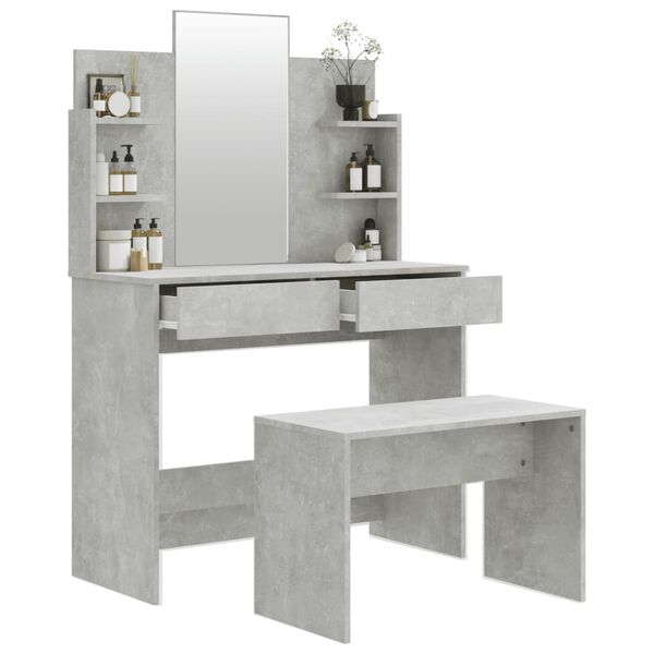 vidaXL Dressing Table Set Concrete Grey 96x40x142 cm