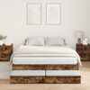 vidaXL Storage Bed Frame with Drawer Smoked Oak 140 cm Engineered Wood