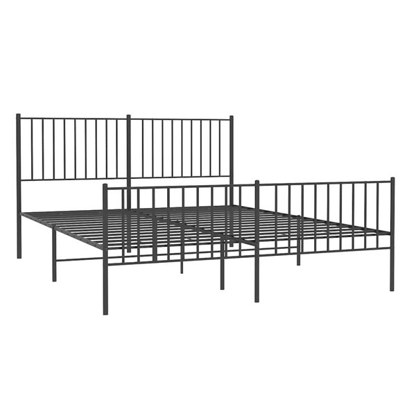 vidaXL Metal Bed Frame without Mattress with Footboard Black 150x200cm