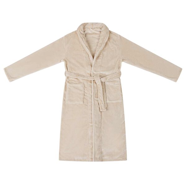 vidaXL Bathrobe without Hood Beige S Flannel