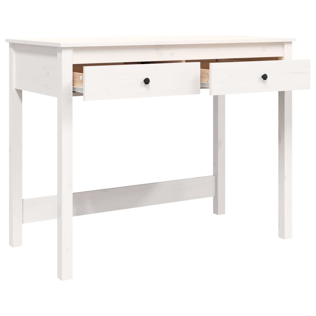 White and wood top desk with drawers