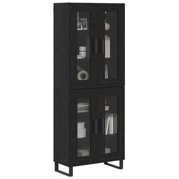 vidaXL Highboard 2 pcs Black Oak Engineered Wood and Glass