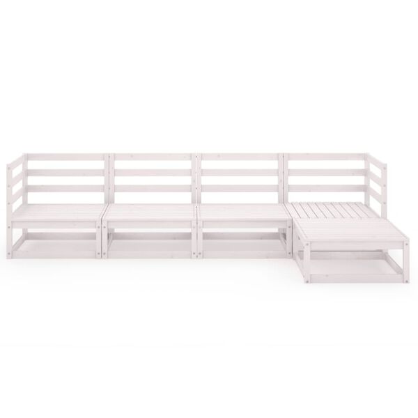 vidaXL 5 Piece Garden Lounge Set White Solid Pinewood