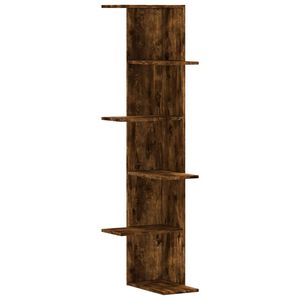 vidaXL Wall Corner Shelf Smoked Oak 36,5x36,5x140 cm Engineered Wood