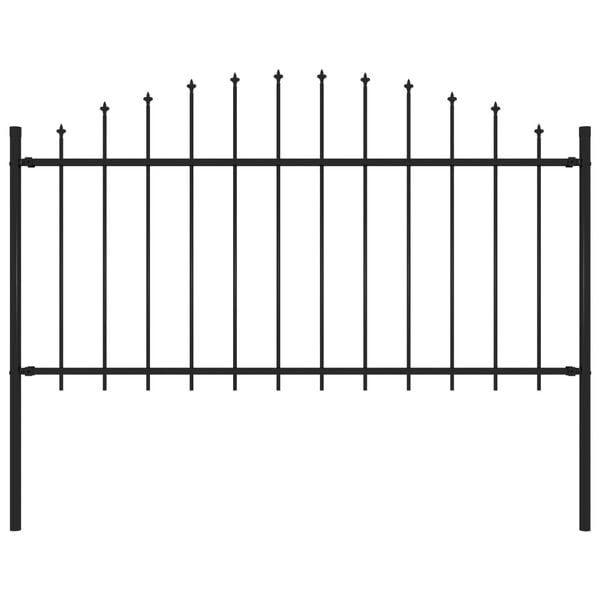 vidaXL Garden Fence with Spear Top Steel 181x150 cm Black