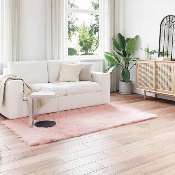 vidaXL Faux Sheepskin Rug Tafalla Pink 100 x 200 cm Polyester