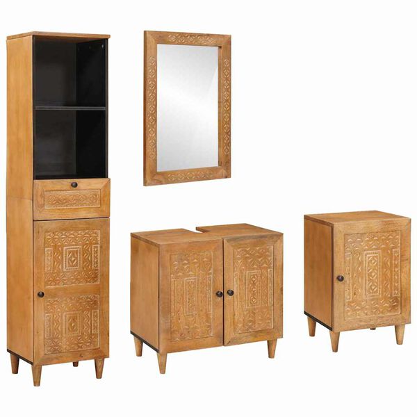 vidaXL Bathroom Furniture Set with Drawer 4 pcs Brown Engineered Wood