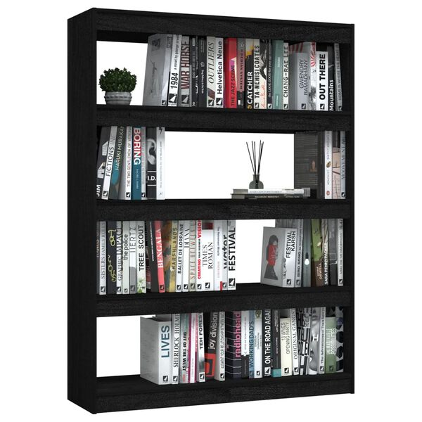 vidaXL Book Cabinet/Room Divider Black 100x30x135.5 cm Solid Pinewood