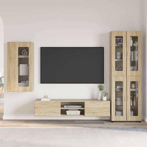 vidaXL TV Cabinet Set with Drawer FLORIN Sonoma Oak Engineered Wood