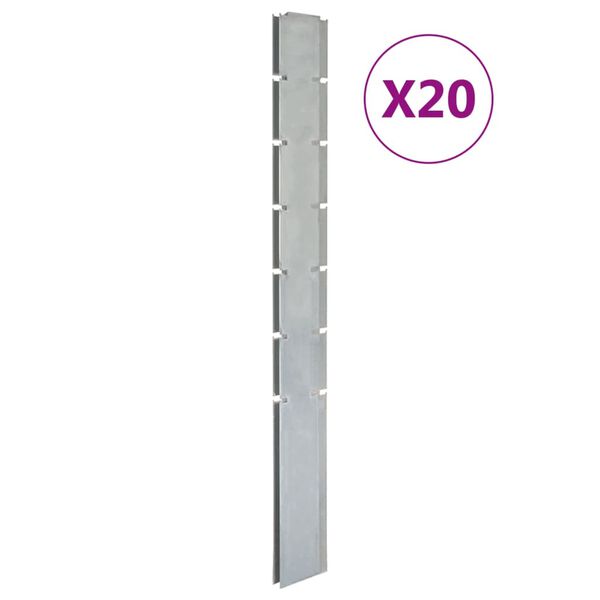 vidaXL Garden Fence Posts 20 pcs Silver 180 cm&nbsp;Galvanised Steel
