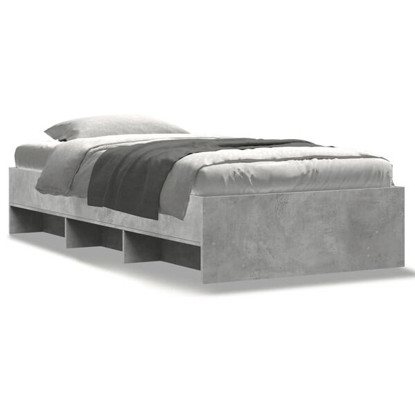 vidaXL Bed Frame without Mattress Concrete Grey 75x190cm Engineered Wood