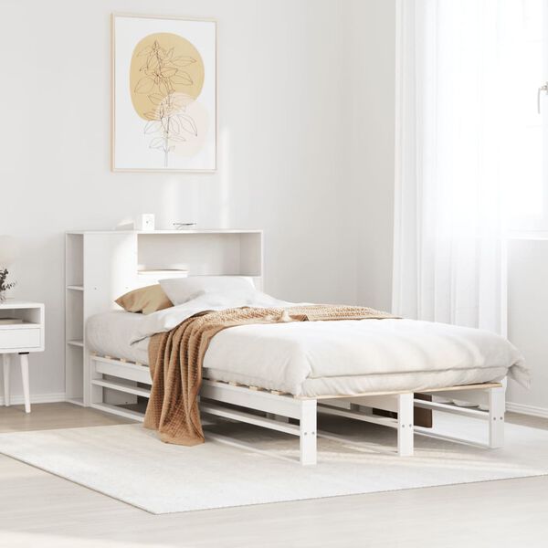 vidaXL Bookcase Bed without Mattress White 75x190 cm Small Single Solid Wood