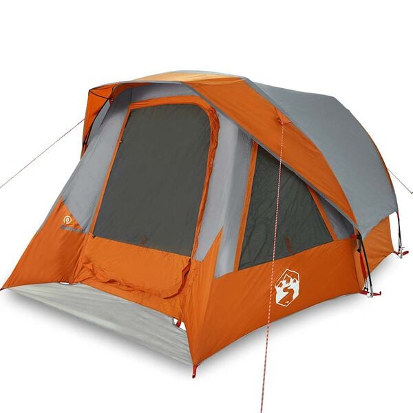 vidaXL Family Tent Cabin 6-Person Grey and Orange Waterproof
