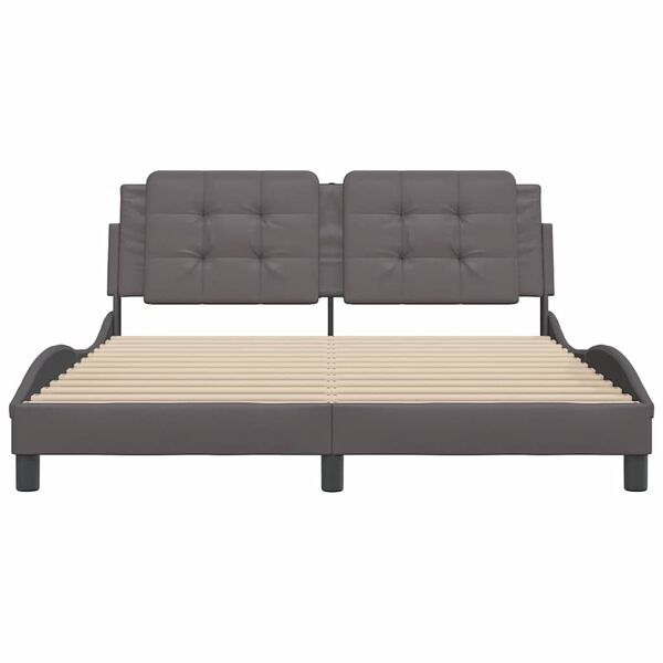vidaXL Bed Frame without Mattress "Zadar" Grey 160x200 cm Faux Leather