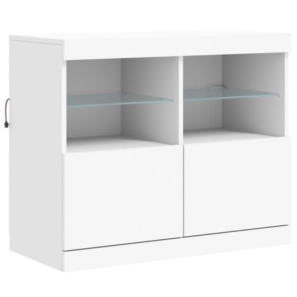 vidaXL Sideboard with LED Lights White 81x37x67 cm