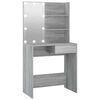 vidaXL Dressing Table with LED Grey Sonoma 74,5x40x141 cm