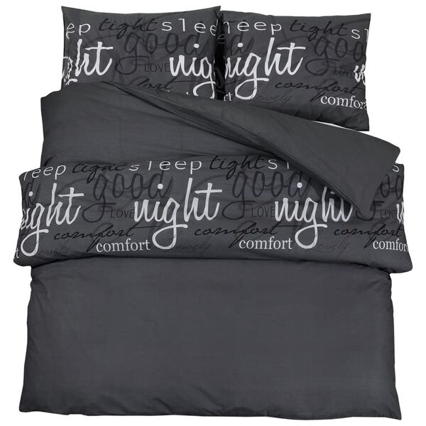 vidaXL Duvet Cover Set Black 225x220 cm Cotton