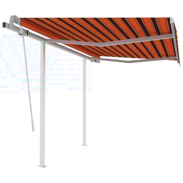 vidaXL Manual Retractable Awning with Posts 3x2.5 m Orange and Brown
