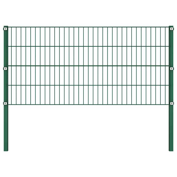 vidaXL Fence Panel with Posts Iron 1730x80 cm Green