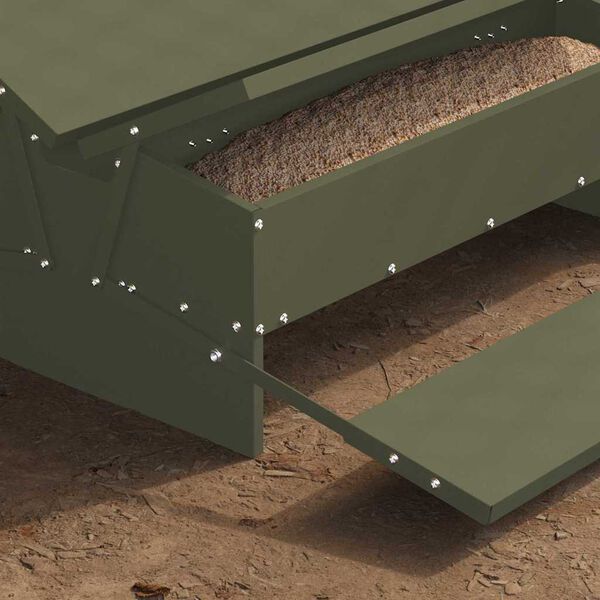 vidaXL Chicken Treadle Feeder Olive Green 75 x 53 x 20.5 cm