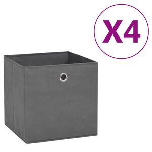 vidaXL Storage Box | Set of 4 | Grey | Non-woven fabric | 28x28x28 cm | Foldable