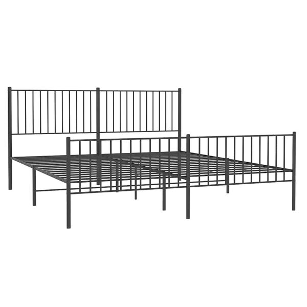 vidaXL Metal Bed Frame without Mattress with Footboard Black 183x213cm