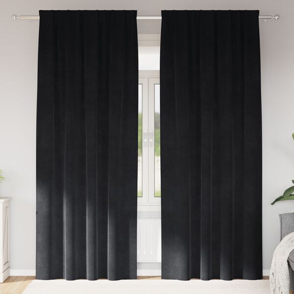 vidaXL Blackout Curtains 2 pcs Black 140 x 225 cm Velvet