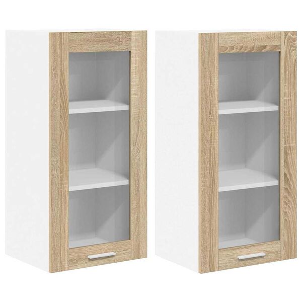 vidaXL Hanging Cabinet with Storage 2 pcs Sonoma Oak 40 x 31 x 80 cm
