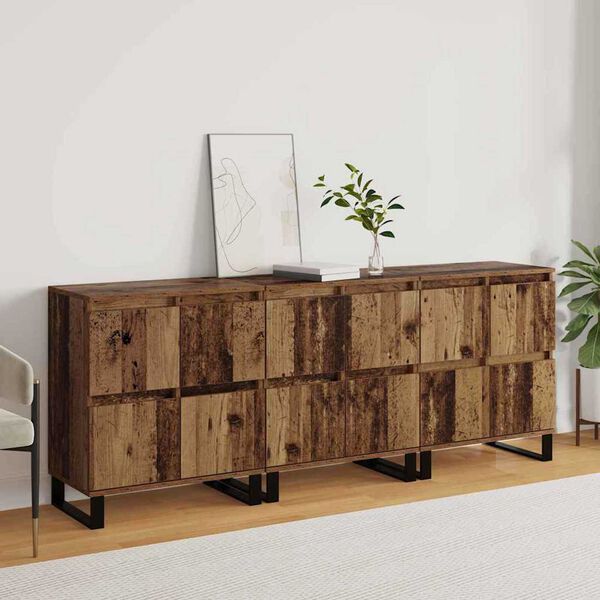 vidaXL Sideboard 3 pcs Old Wood 60 x 35 x 70 cm