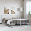 vidaXL Metal Bed Frame without Mattress with Footboard White 193x203cm