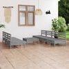 vidaXL 8 Piece Garden Lounge Set Grey Solid Pinewood