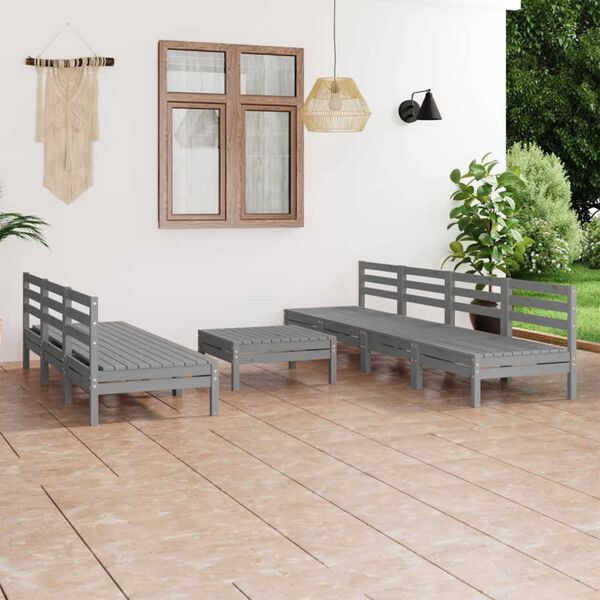 vidaXL 8 Piece Garden Lounge Set Grey Solid Pinewood