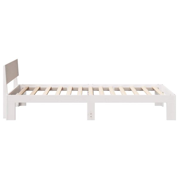 vidaXL Bed Frame with Headboard White 90 x 200 cm Solid Pine Wood