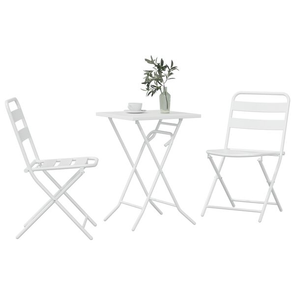 vidaXL Bistro Set Folding 3 pcs White Steel
