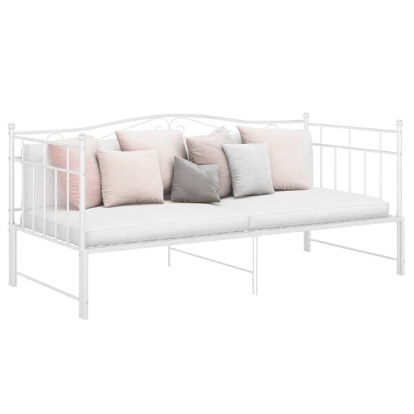 vidaXL Pull-out Sofa Bed Frame without Mattress White Metal 90x200 cm