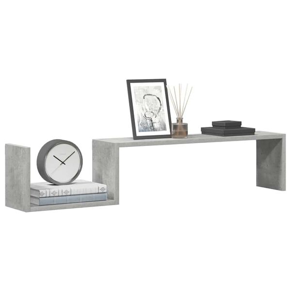 vidaXL Wall Shelf 2 pcs Concrete Grey 100x15x20 cm Engineered Wood